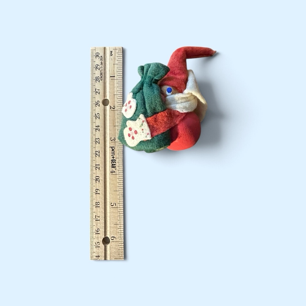 Vintage Holline Denmark Santa Wood Felt Christmas Figurine Scandinavian 3.5" - Picture 7 of 7